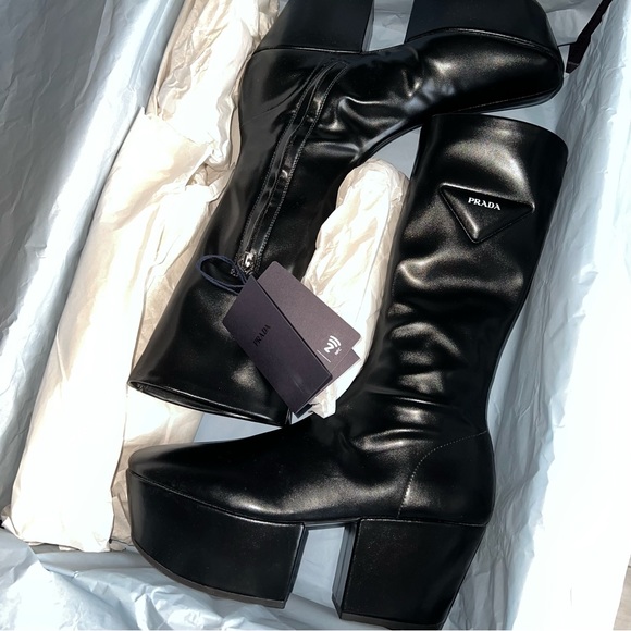 PRADA Platform Stretch Leather Boots - Picture 7 of 8